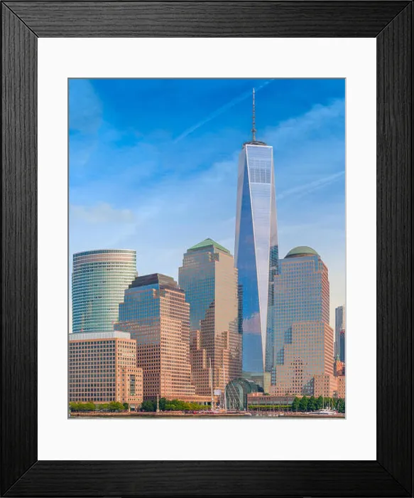 Framed Print : The One World Trade Centre as seen from the Hudson River nestled amongst other giant skyscrapers in Lower Mahattan Framed Print : The One World Trade Centre as seen from the Hudson River nestled amongst other giant skyscrapers in Lower Mahattan