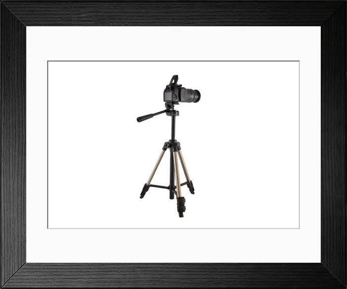 Framed Print : tripod for video and photo shoot with a camera Framed Print : tripod for video and photo shoot with a camera