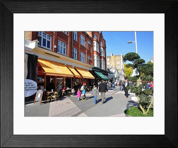 Framed Print : Outdoor cafes on Exhibition Road Framed Print : Outdoor cafes on Exhibition Road
