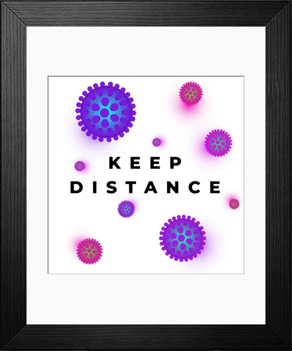 Framed Print : Keep social distance in public society people banner Framed Print : Keep social distance in public society people banner
