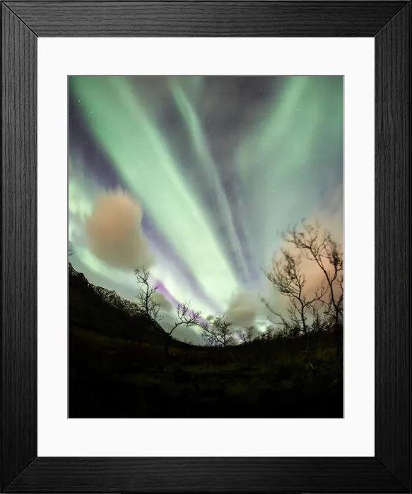 Framed Print : Fish eye lens Aurora borealis or northern lights Framed Print : Fish eye lens Aurora borealis or northern lights