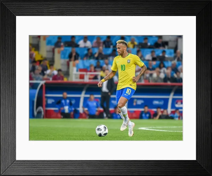 Framed Print : Moscow, Russia - June 27, 2018. Brazil national football team striker Neymar in action Framed Print : Moscow, Russia - June 27, 2018. Brazil national football team striker Neymar in action