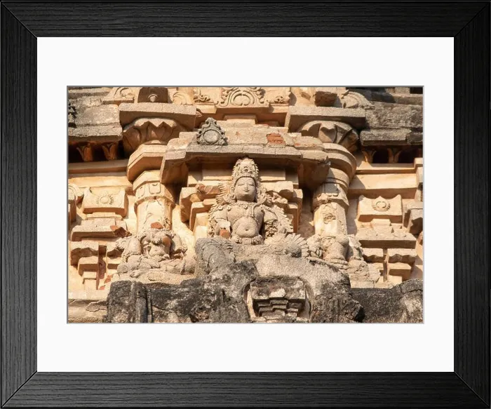 Framed Print : Beautifully carved images on the outer walls of Vijaya Vitthala Temple in Hampi