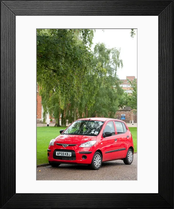 Framed Print : Red Hyundai i10 city car Framed Print : Red Hyundai i10 city car