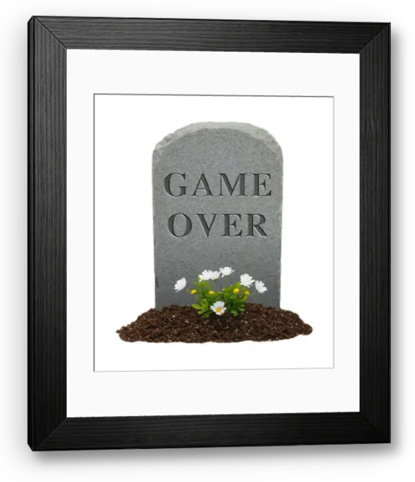 Framed Print : Game Over Gravestone Isolated on White Background Framed Print : Game Over Gravestone Isolated on White Background