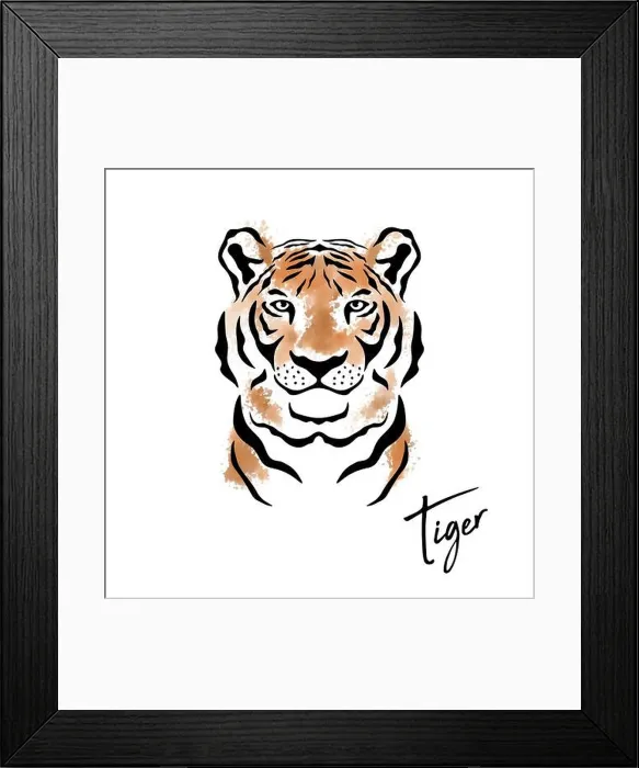 Framed Print : Chinese New Year 2022 Concept. Vector Hand Drawn Tiger Face Framed Print : Chinese New Year 2022 Concept. Vector Hand Drawn Tiger Face