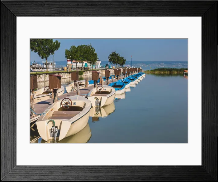 Framed Print : Austria, Burgenland, Lake Neusiedl, boats in Podersdorf Framed Print : Austria, Burgenland, Lake Neusiedl, boats in Podersdorf
