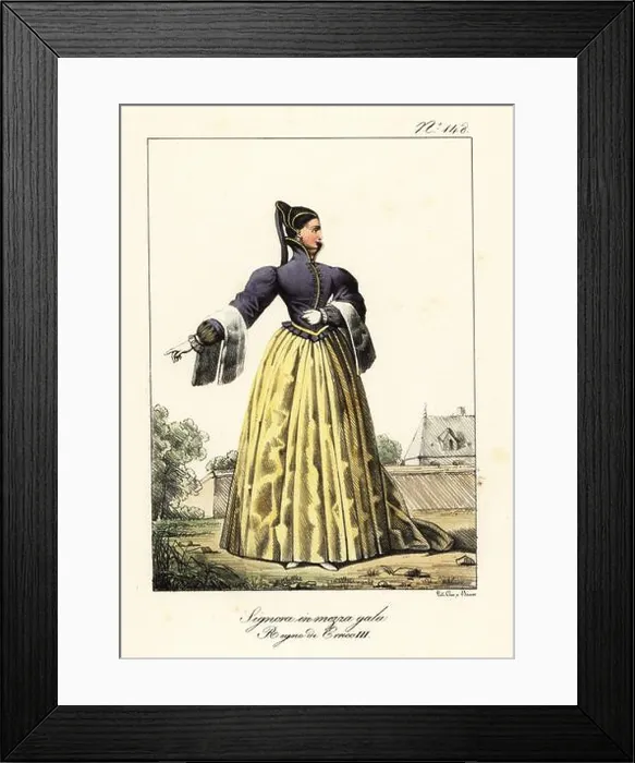 Framed Print : French lady in semi-formal costume Framed Print : French lady in semi-formal costume