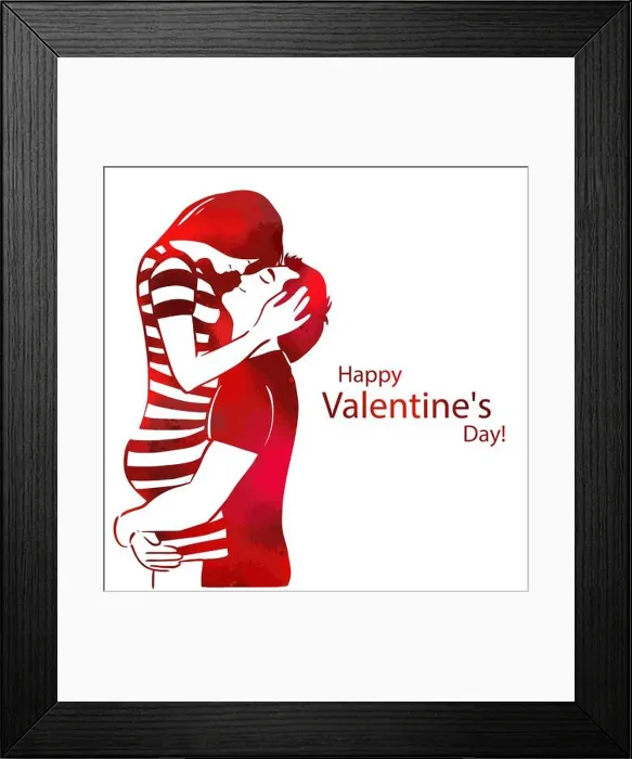 Framed Print : Lovers hug. Happy Valentine's Day. Vector Framed Print : Lovers hug. Happy Valentine's Day. Vector