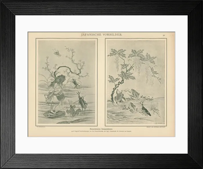 Framed Print : Japanese humorous ink drawings Framed Print : Japanese humorous ink drawings