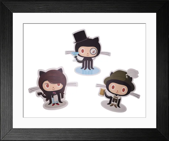 Framed Print : Photo of souvenir stickers with GitHub's company mascots - Octocats Framed Print : Photo of souvenir stickers with GitHub's company mascots - Octocats
