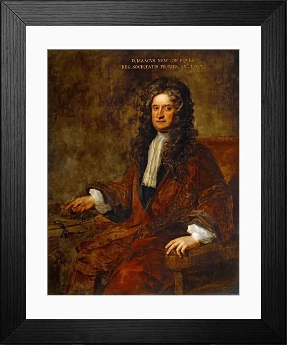Framed Print : Sir Isaac Newton (1642-1727), Oil on canvas, 125, 7x101, 6 cm. Museum: Royal Society, BERLIN, UK. Author: CHARLES JERVAS Framed Print : Sir Isaac Newton (1642-1727), Oil on canvas, 125, 7x101, 6 cm. Museum: Royal Society, BERLIN, UK. Author: CHARLES JERVAS