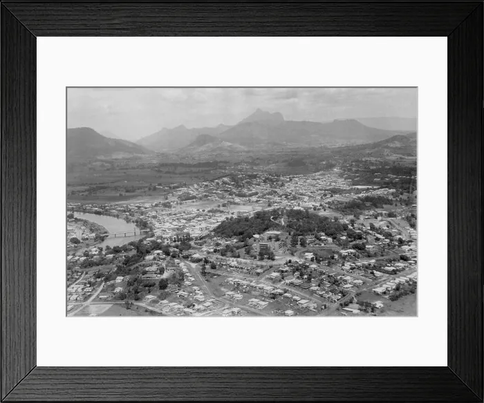 Framed Print : Aerial view of Murwillumbah in 1957, with Mount Warning od Wollumbin, in the background