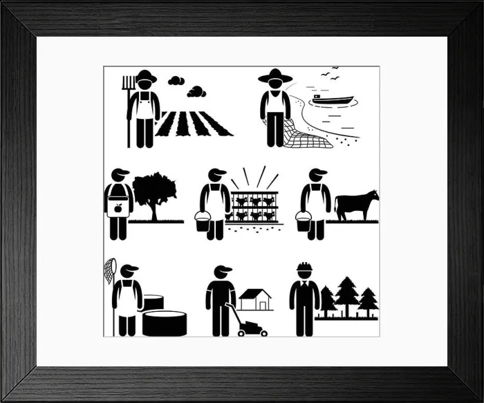 Framed Print : Agriculture Plantation Farming Poultry Fishery Jobs Occupations Careers - Farmer Framed Print : Agriculture Plantation Farming Poultry Fishery Jobs Occupations Careers - Farmer