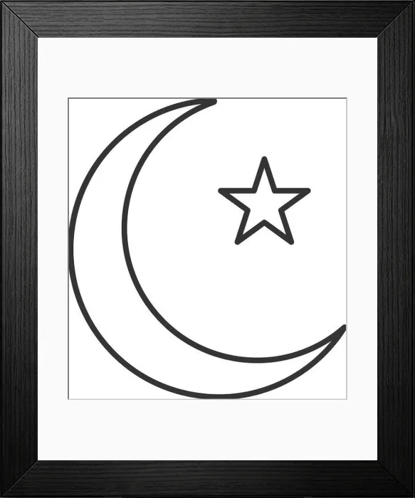 Framed Print : Star and crescent moon linear icon Framed Print : Star and crescent moon linear icon