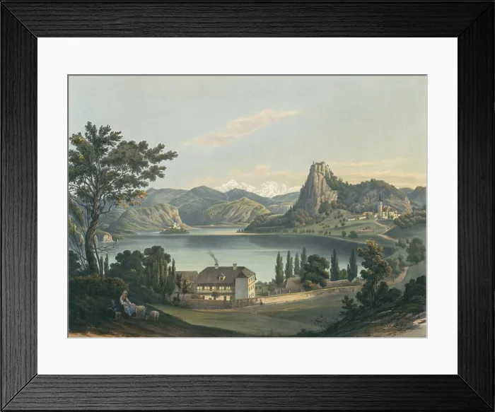 Framed Print : A view of Lake Bled by Franz Kurz zum Thurn und Goldenstein Framed Print : A view of Lake Bled by Franz Kurz zum Thurn und Goldenstein