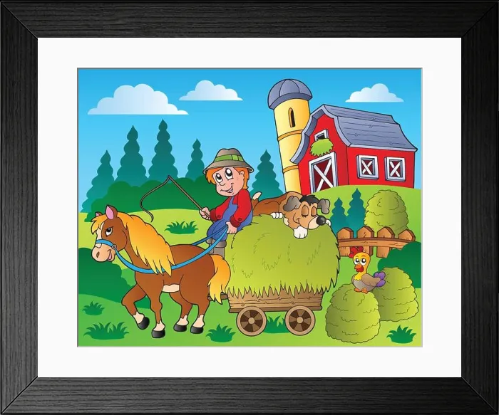 Framed Print : Country scene with red barn 9 Framed Print : Country scene with red barn 9