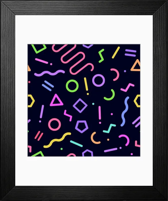 Framed Print : Design from 80s. Seamless memphis pattern illustration Framed Print : Design from 80s. Seamless memphis pattern illustration
