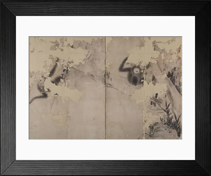 Framed Print : Monkey byobu by Hasegawa Tohaku Framed Print : Monkey byobu by Hasegawa Tohaku