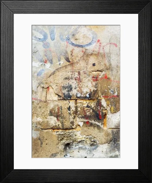 Framed Print : Abstract background old white brick wall with cracks and scratches. Landscape style. Great background or texture Framed Print : Abstract background old white brick wall with cracks and scratches. Landscape style. Great background or texture