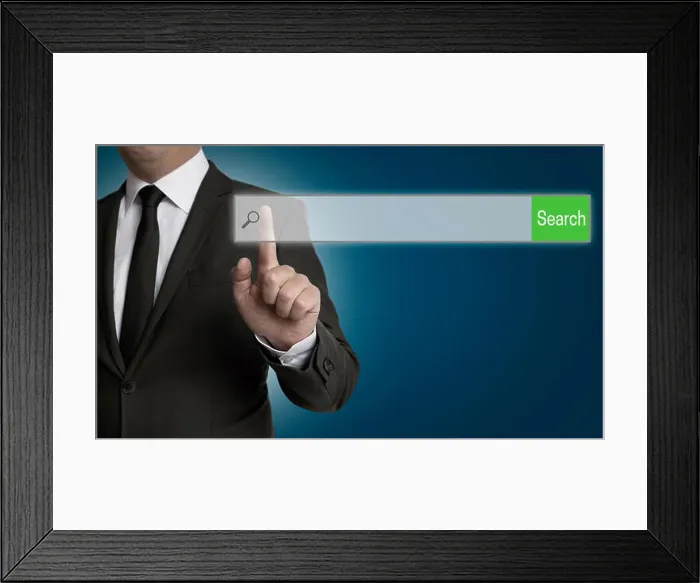 Framed Print : empty Internet browser is operated by businessman Framed Print : empty Internet browser is operated by businessman