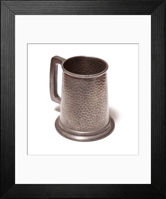 Framed Print : Pewter beer tankard isolated on a white studio background Framed Print : Pewter beer tankard isolated on a white studio background