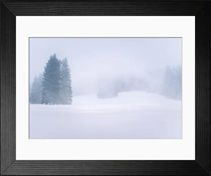 Framed Print : Foggy snow covered mountain lasndscape in winter. Extreme winter weather Framed Print : Foggy snow covered mountain lasndscape in winter. Extreme winter weather