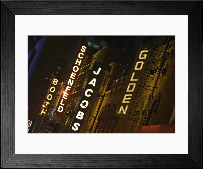 Framed Print : Broadway theater signs (Booth, Schoenfeld, Jacobs, Golden), West 45th Street, New York, NY, US Framed Print : Broadway theater signs (Booth, Schoenfeld, Jacobs, Golden), West 45th Street, New York, NY, US