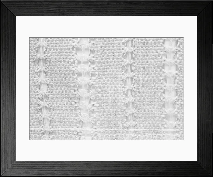 Framed Print : White hand weaving matting tweed fabric texture. Closeup horizontal fragment Framed Print : White hand weaving matting tweed fabric texture. Closeup horizontal fragment