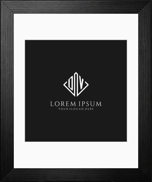 Framed Print : Letter DV logo with rhombus square design style vector graphic