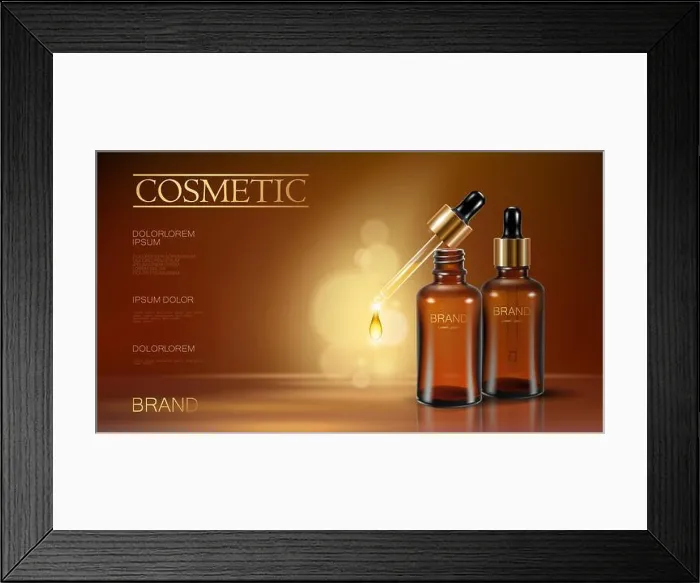 Framed Print : Realistic 3d essence bottle cosmetic ad Framed Print : Realistic 3d essence bottle cosmetic ad
