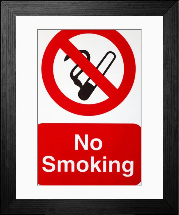 Framed Print : Close up of no smoking sign - UK Framed Print : Close up of no smoking sign - UK
