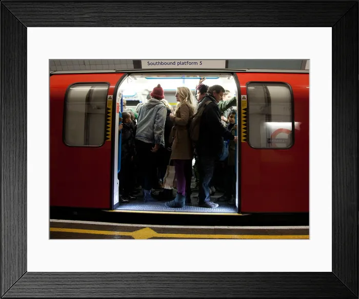 Framed Print : Crowded London Underground carriage during morning rush hour Framed Print : Crowded London Underground carriage during morning rush hour