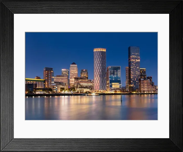 Framed Print : Canary Wharf skyline reflecting in the River Thames at dusk, London, England, United Kingdom, Europe Framed Print : Canary Wharf skyline reflecting in the River Thames at dusk, London, England, United Kingdom, Europe