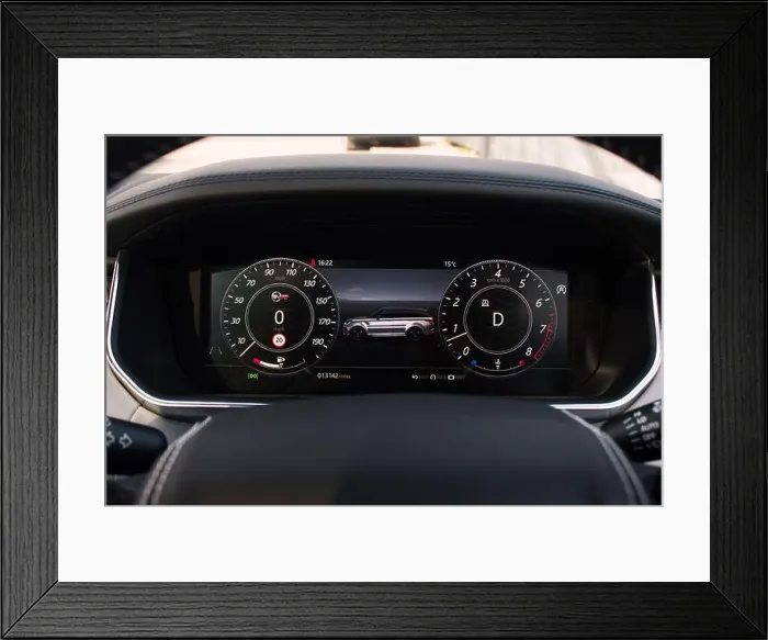 Framed Print : The Digital Dashboard Of A 2019 Facelift Range Rover Sport SVR Framed Print : The Digital Dashboard Of A 2019 Facelift Range Rover Sport SVR