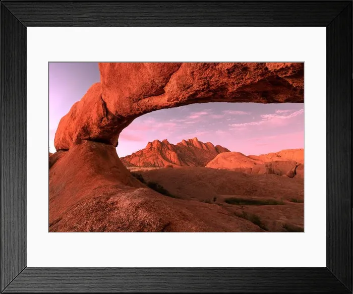 Framed Print : The Bridge, a natural arch at Spitzkoppe, at sunset Framed Print : The Bridge, a natural arch at Spitzkoppe, at sunset