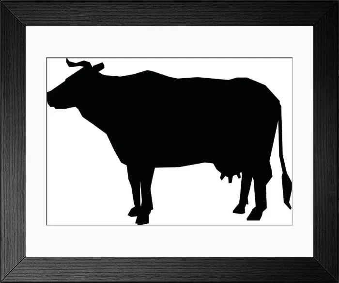 Framed Print : Cow Silhouette Vector Icon - Dairy Farm Livestock Symbol for Agriculture Framed Print : Cow Silhouette Vector Icon - Dairy Farm Livestock Symbol for Agriculture