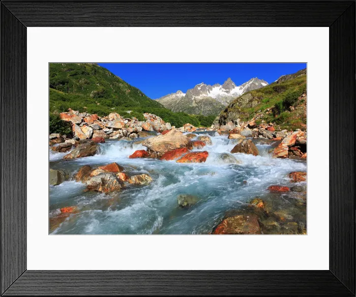 Framed Print : Alps, creek, brook, mountain, mountain panorama Framed Print : Alps, creek, brook, mountain, mountain panorama