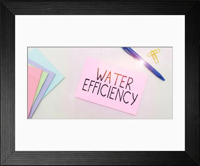 Framed Print : Inspiration showing sign Water Efficiency. Conceptual photo reduce water wastage by measuring amount of water required Framed Print : Inspiration showing sign Water Efficiency. Conceptual photo reduce water wastage by measuring amount of water required