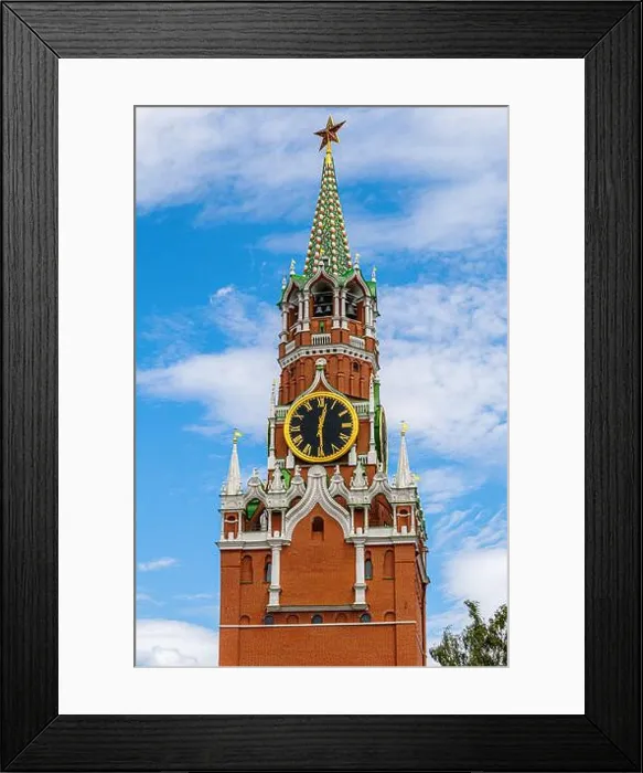 Framed Print : Spasskaya tower of the Moscow Kremlin against the blue sky with clouds Framed Print : Spasskaya tower of the Moscow Kremlin against the blue sky with clouds