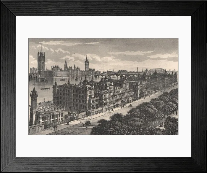 Framed Print : St. Thomas Hospital, London c1880 old antique vintage print picture Framed Print : St. Thomas Hospital, London c1880 old antique vintage print picture