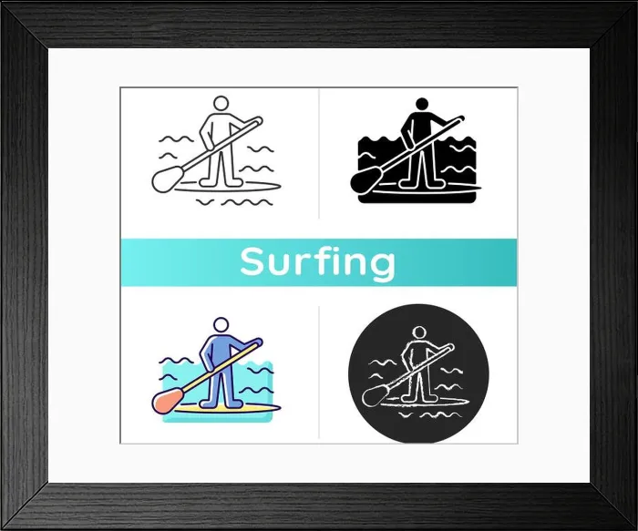 Framed Print : Paddle board surfing icon Framed Print : Paddle board surfing icon