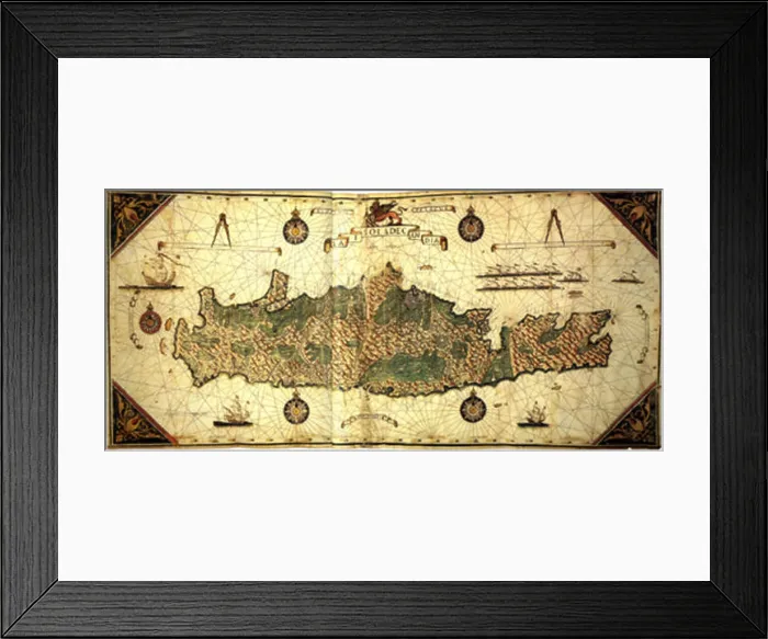 Framed Print : Giorgio Sideri's 1562 map of the island of Candia (Crete) Framed Print : Giorgio Sideri's 1562 map of the island of Candia (Crete)