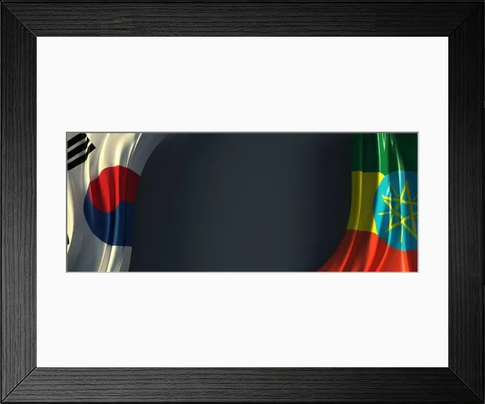 Framed Print : Flag of the South Korea and Ethiopia. Diplomatic concept national flag 3d illustration of both countries Framed Print : Flag of the South Korea and Ethiopia. Diplomatic concept national flag 3d illustration of both countries
