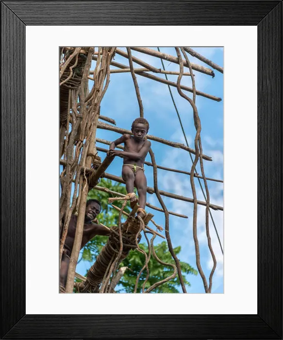 Framed Print : Second boy land diver at end of platform, Pentecost Island, Vanuatu, South Pacific Framed Print : Second boy land diver at end of platform, Pentecost Island, Vanuatu, South Pacific