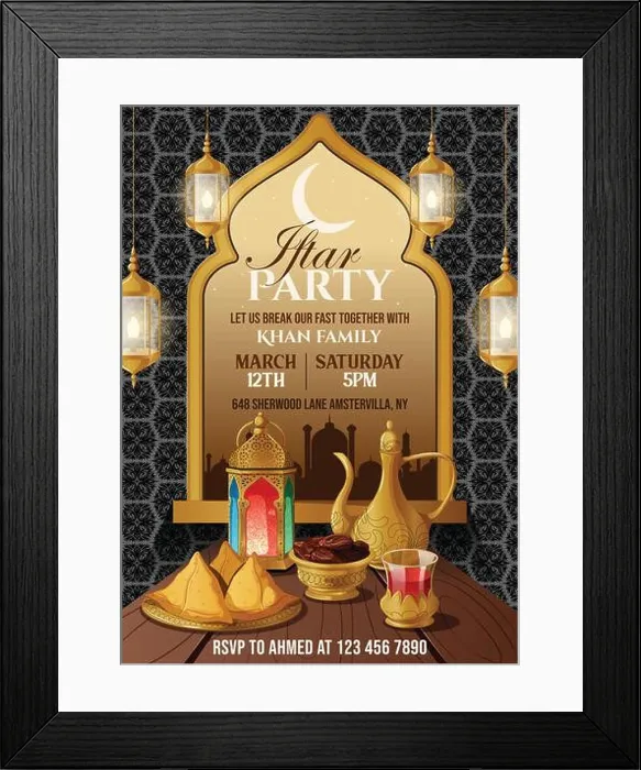 Framed Print : A4-sized editable vector invitation for Iftar party Framed Print : A4-sized editable vector invitation for Iftar party