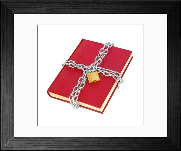 Framed Print : Book and chain Framed Print : Book and chain