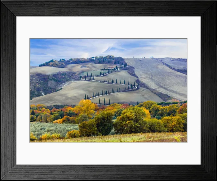 Framed Print : Impressive autumn landscape, panoramic view, Tuscany, Italy Framed Print : Impressive autumn landscape, panoramic view, Tuscany, Italy