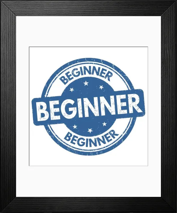 Framed Print : Beginner sign or stamp on white background, vector illustration Framed Print : Beginner sign or stamp on white background, vector illustration