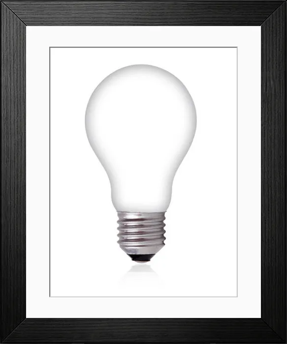 Framed Print : Empty Light Bulb on white background Framed Print : Empty Light Bulb on white background